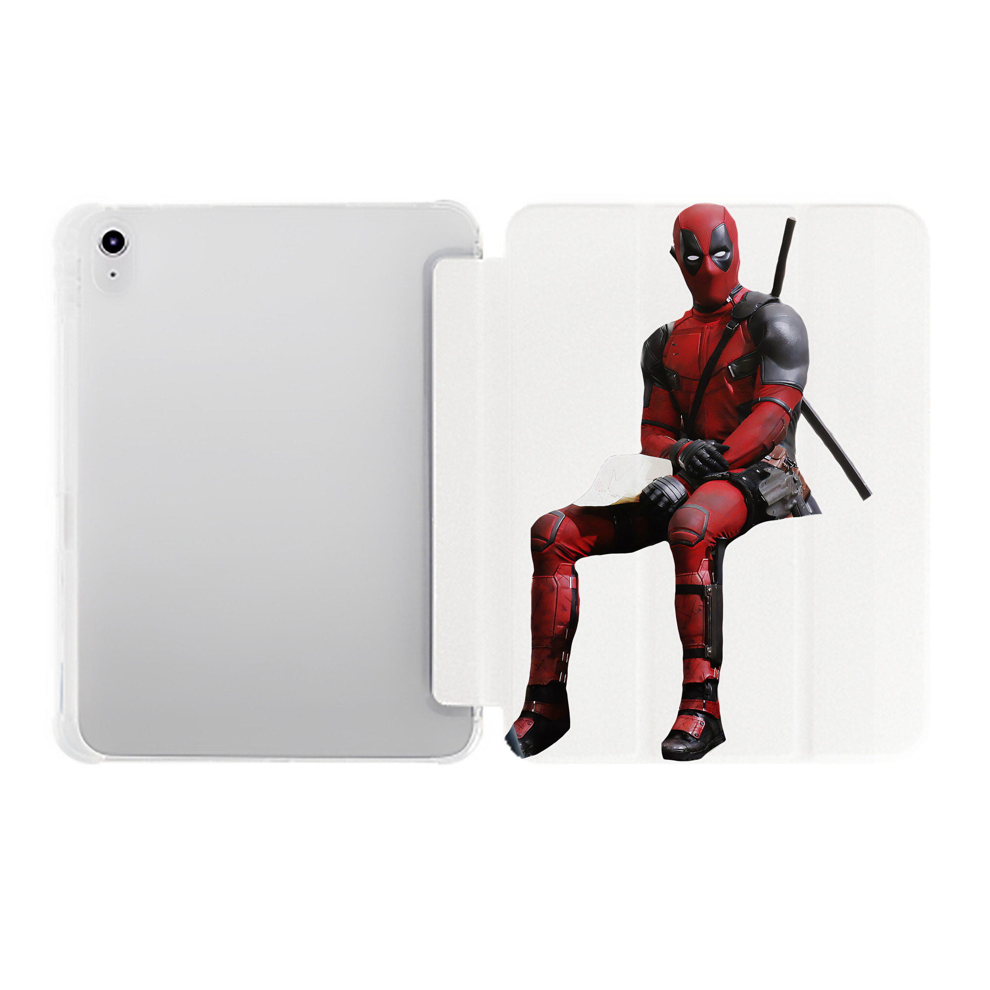 （画像用） Deadpool デッドプール IPad ケース ペン収納付き 三つ折りスタンド PUレザー×シリコン 対応機種9.5/10.5/10.9インチ